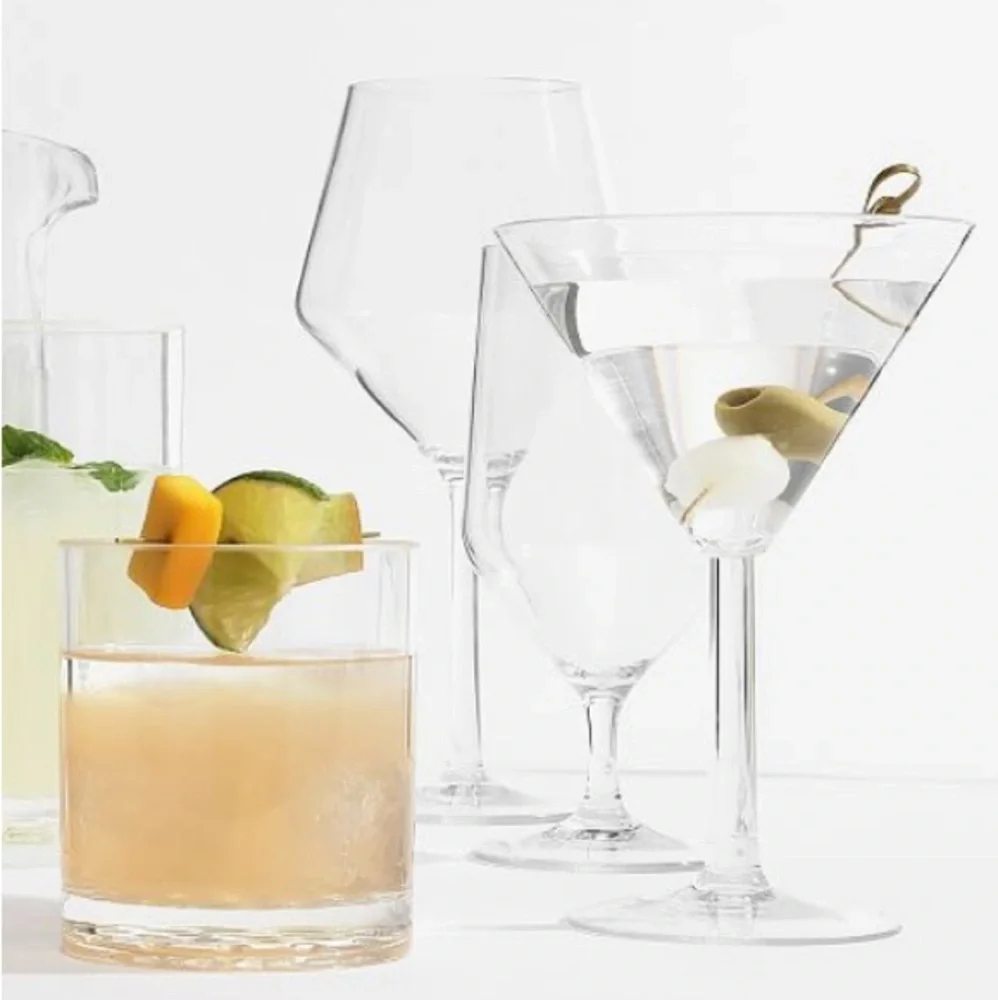 Pottery Barn Clear Martini Glasses for pool safety- Set of 2